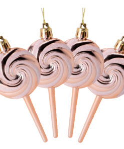 Christmas Concepts® Pack of 4-110mm (4.3") Rose Gold Glittery Festive Lollipop Baubles - Christmas Tree Decorations