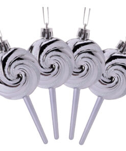 Christmas Concepts® Pack of 4-110mm (4.3") Graphite Glittery Festive Lollipop Baubles - Christmas Tree Decorations